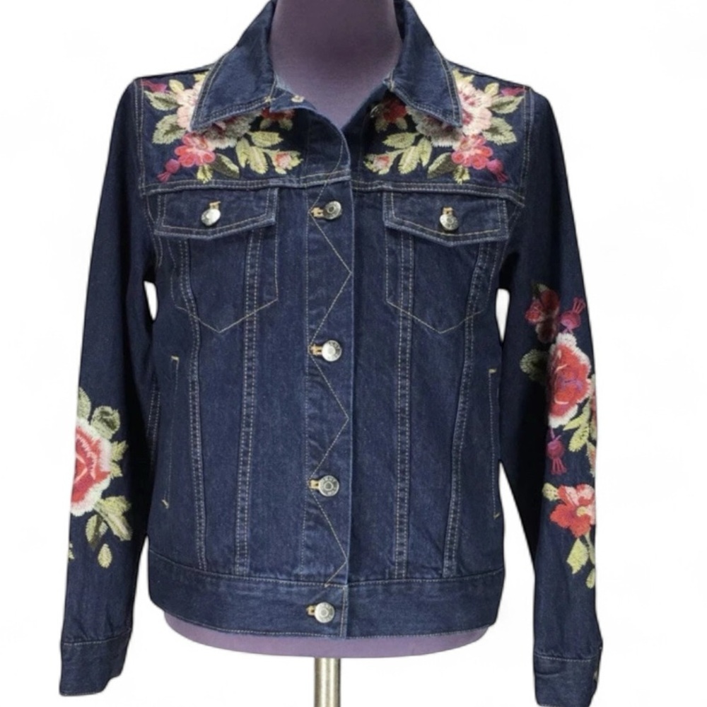 Johnny Was Desi heavily embroidered denim jacket NWT